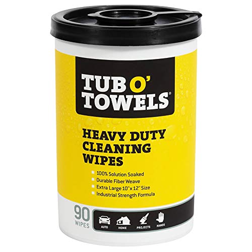 Tub O Towels TW90 Heavy-Duty 10' x 12' Size Multi-Surface Cleaning Wipes, 90 Count Per Canister